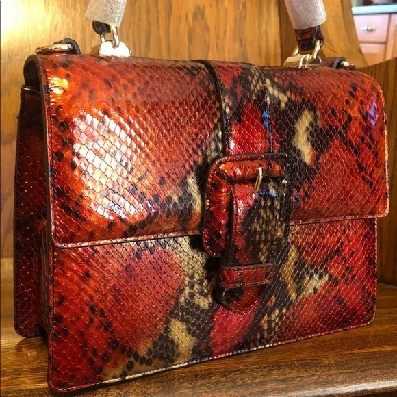 NWT-Brahmin-Mini Francine Satchel-Crimson Rosebay-Crossbody Strap-Dust Bag-$345 - Picture 3 of 16